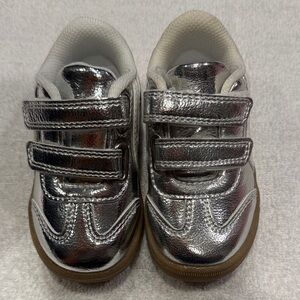 Cat & Jack Metallic Silver Velcro Kids Sneakers